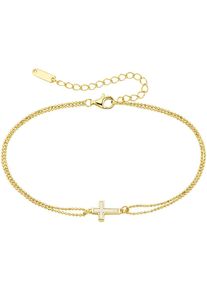 Armband "Schmuck Geschenk Armband mit Kreuz", gold (gelbgoldfarben), ANISTON JEWELRY & WATCHES, Armb&auml;nder, Damen, 23cm, Silber 925 (Sterlingsilber), Armband