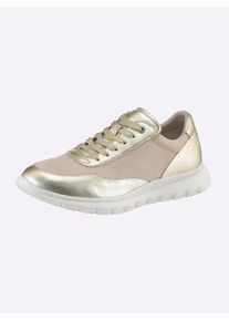 Sneaker Heine, Damen, Gr. 38, goldfarben, sand, Glattleder, Lackleder, Leder, Textil, Schuhe Sneaker