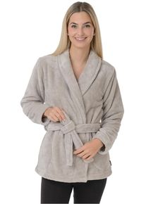 WEWO-Fashion Damenbademantel WEWO FASHION "6604" Gr. 46, grau (stone), L:70cm, Wellsoft-Microfaser, Hausm&auml;ntel, Damenbademantel, un&uuml;bertroffen kuschelig