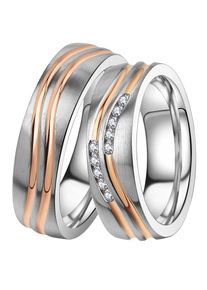 Trauring DOOSTI "Schmuck Geschenk Edelstahl Trauring Ehering Partnerring LIEBE" Gr. 56, rosa (edelstahlfarben, ros&eacute;goldfarben), Fingerringe, Damen, 56,mit Zirkonia, Edelstahl, 6mm, Trauring, Made in Germany, wahlweise mit oder ohne Zirkonia