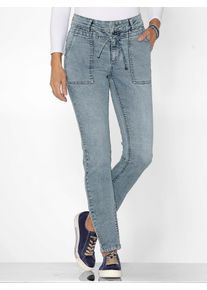 Bequeme Jeans Classic Basics, Damen, Gr. 46, Normalgr&ouml;&szlig;en, blau (blau, bleached), 81% Baumwolle, 17% Polyester, 2% Elasthan, unifarben, lang, Jeans Bequeme Jeans