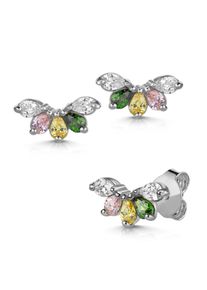 Paar Ohrstecker Firetti "Schmuck Geschenk Silber 925 Ohrschmuck Ohrringe Flower Blume", silberfarben, kristallwei&szlig;, rosa, gelb, gr&uuml;n, kristallwei&szlig;, rosa, gelb, gr&uuml;n, Ohrringe, Damen, Silber 925 (Sterlingsilber), Paar Ohrstecker, Made in Germany - mit Zirkonia (synth.)