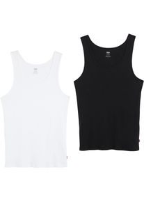 Levi's Ripptanktop LEVI'S "Pride Rib Tank - 2 Pack", Herren, Gr. S, schwarz marble heather, snow heather, Feinripp, Obermaterial: 100% Baumwolle, unifarben, slim fit normal, Rundhals, Tops Ripptanktop, in Schwarz und Wei&szlig;