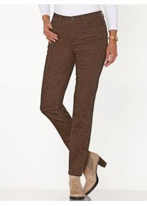 Bequeme Jeans Classic Basics, Damen, Gr. 46, Normalgr&ouml;&szlig;en, braun (braun, schoko, bedruckt), 97% Baumwolle, 3% Elasthan, gemustert, lang, Jeans Bequeme Jeans