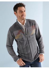 Strickjacke CLASSIC, Herren, Gr. 62, grau (grau, meliert), 100% Polyacryl, gemustert, mehrfarbig, Strickjacken Strickjacke