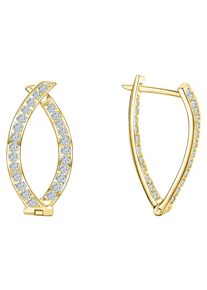 Paar Creolen Firetti "Schmuck Geschenk Gold 375 Ohrschmuck Creole", gelb (gelbgoldfarben, wei&szlig;goldfarben, kristallwei&szlig;, kristallwei&szlig;), Ohrringe, Damen, 12mm, Gelbgold 375, Paar Creolen, mit Zirkonia (synth.)