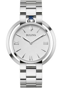 Quarzuhr Bulova "Rubaiyat", silber (silberfarben), Armbanduhren, Damen, Quarzuhr, Armbanduhr, Damen, Edelstahl, Saphirglas, Cabochon auf der Krone