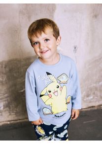 Langarmshirt name it "NMMJUMBO POKEMON NREG LS TOP BOX SKY", Jungen, Gr. 98, blau (dusty blau), Jersey, Obermaterial: 95% Baumwolle, 5% Elasthan, bedruckt, regular fit normal, Rundhals, Shirts Langarmshirt