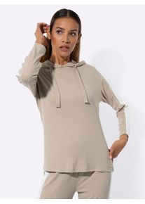 Langarmshirt feel good "Longshirt", Damen, Gr. 52/54, beige, ecru, 70% Viskose, 25% Polyester, 5% Elasthan, unifarben, Shirts Langarmshirt