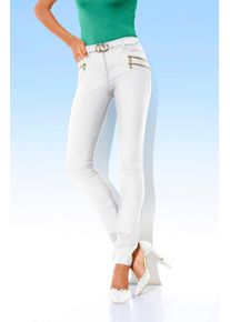 Stretch-Hose Heine, Damen, Gr. 46, Normalgr&ouml;&szlig;en, wei&szlig;, 48% Baumwolle, 45% Polyester, 7% Elasthan, Miedereinsatz:15% Elasthan, 85% Polyamid, unifarben, lang, Hosen Stretch-Hose