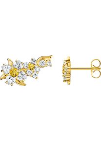Paar Ohrstecker Thomas Sabo "Lovely Daisy Earclimber", bunt (silberfarben, wei&szlig;, gelb, wei&szlig;, gelb), Ohrringe, Damen, Silber 925 (recycelt), Paar Ohrstecker, mit Zirkonia (synth.)