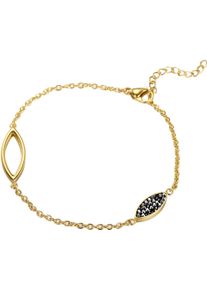 Armband Firetti "Schmuck Geschenk Edelstahl Armschmuck Armkette Oval Drop", schwarz (gelbgoldfarben, schwarz, schwarz), Armb&auml;nder, Damen, 22cm, Edelstahl, Armband, mit Zirkonia (synth.)