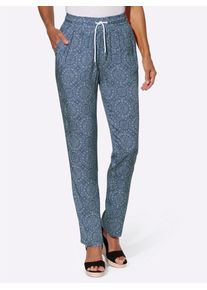 Schlupfhose Inspirationen, Damen, Gr. 46, Normalgr&ouml;&szlig;en, blau (dunkelblau, champagner, bedruckt), 100% Viskose, ethno, gemustert, lang, Hosen Schlupfhose