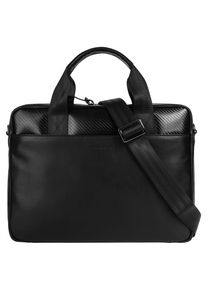 Aktentasche Bugatti "COMET BAGS", Gr. B/H/T: 36cm x 26cm x 6cm onesize, schwarz, Leder, leicht gl&auml;nzend, unifarben, Taschen Aktentasche, echt Leder