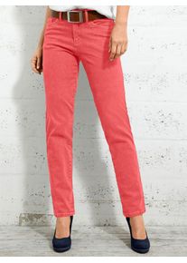 5-Pocket-Jeans Inspirationen, Damen, Gr. 46, Normalgr&ouml;&szlig;en, rot (korallenrot), 98% Baumwolle, 2% Elasthan, unifarben, lang, Jeans 5-Pocket-Jeans