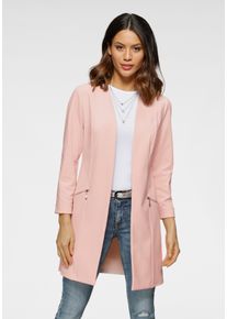 Longblazer Laura Scott, Damen, Gr. 48, rosa, Jersey, Obermaterial: 95% Polyester, 5% Elasthan, figurbetont, tiefer V-Ausschnitt, Blazer Longblazer, mit Rei&szlig;verschl&uuml;ssen, Topseller