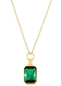 Kette mit Anh&auml;nger s.Oliver "2036879", gold (gelbgoldfarben, gr&uuml;n), Halsketten, Damen, Silber 925 (Sterlingsilber), L: 55, Kette mit Anh&auml;nger, mit Zirkonia (synth.)