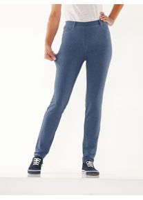 Stretch-Hose Classic Basics, Damen, Gr. 52, Normalgr&ouml;&szlig;en, blau (rauchblau, meliert), 49% Baumwolle, 46% Polyester, 5% Elasthan, unifarben, lang, Hosen Stretch-Hose