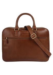 Aktentasche Bugatti "REMO", Damen, Gr. B/H/T: 40cm x 29cm x 9cm onesize, braun (cognac), Leder, leicht gl&auml;nzend, unifarben, Taschen Aktentasche, echt Leder