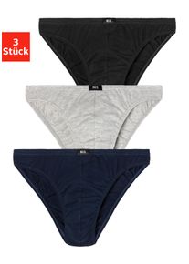 H.I.S. Slip H.I.S "Minislip", Herren, Gr. L, 3 Stk., blau (marine, grau, meliert, schwarz), Jersey, Obermaterial: 95% Baumwolle, 5% Elasthan, unifarben, k&ouml;rpernah, Unterhosen Slip, aus weichem Baumwoll-Stretch