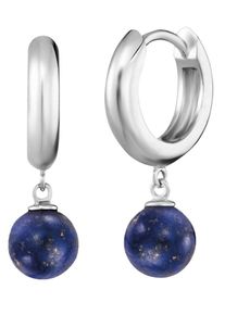 Paar Creolen Engelsrufer "Powerful Stone", bunt (silberfarben, dunkelblau, dunkelblau), Ohrringe, Damen, Silber 925 (Sterlingsilber), Paar Creolen, mit Achat, Lapislazuli, Malachit, Jaspis, Rosenquarz oder Tigerauge