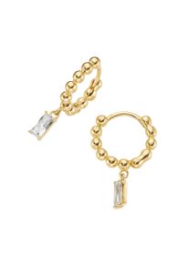 Paar Creolen Firetti "Schmuck Geschenk Silber 925 Ohrschmuck Ohrringe Kugeloptik", gelbgoldfarben, kristallwei&szlig;, kristallwei&szlig;, Ohrringe, Damen, 13mm, Silber 925 (Sterlingsilber), Paar Creolen, mit Zirkonia (synth.)