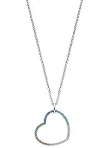 Kette mit Anh&auml;nger Engelsrufer "Keep it so simple", bunt (silberfarben, aquablau, dunkelblau, kristallwei&szlig;, hellgr&uuml;n, gr&uuml;n), Halsketten, Damen, Silber 925 (Sterlingsilber), L: 50 B: 1,35mm, Kette mit Anh&auml;nger, mit Zirkonia (synth.), B:1,35mm