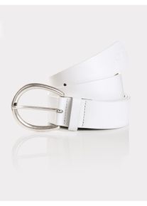 Lederg&uuml;rtel Tom Tailor, Damen, Gr. 105, wei&szlig;, Rindsleder, unifarben, G&uuml;rtel Lederg&uuml;rtel, mit 3,0 cm Breite f&uuml;r l&auml;ssige Casual- und Denim-Outfits