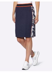 Jerseyrock Heine, Damen, Gr. 50, blau (marine, wei&szlig;, bedruckt), 70% Viskose, 25% Polyamid, 5% Elasthan, bedruckt, gemustert, mehrfarbig, kurz, R&ouml;cke Jerseyrock