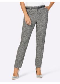 CR&Eacute;ATION L Webhose CREATION L, Damen, Gr. 46, Normalgr&ouml;&szlig;en, schwarz-wei&szlig; (anthrazit, ecru, meliert), 90% Polyester, 10% Wolle, gemustert, mehrfarbig, meliert, lang, Hosen Webhose