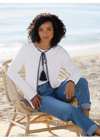 Cardigan Heine, Damen, Gr. 36, wei&szlig;, schwarz, 50% Baumwolle, 50% Polyacryl, gemustert, mehrfarbig, Strickjacken Cardigan