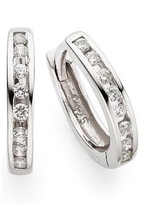 Paar Creolen Bruno Banani "Schmuck Geschenk Silber 925 Ohrschmuck Ohrringe", bunt (silberfarben, wei&szlig;, kristallwei&szlig;), Ohrringe, Damen, 13,5mm, Silber 925 (Sterlingsilber), Paar Creolen, mit Zirkonia (synth.)