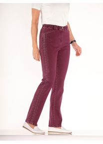 Bequeme Jeans Classic Basics, Damen, Gr. 46, Normalgr&ouml;&szlig;en, rot (bordeaux), 81% Baumwolle, 17% Polyester, 2% Elasthan, unifarben, lang, Jeans Bequeme Jeans