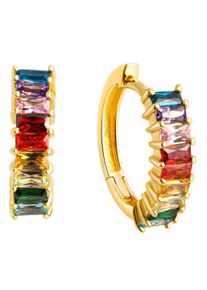 Paar Creolen Firetti "Schmuck Geschenk Silber 925 multi", gold (gelbgoldfarben, mehrfarbig, bunt), Ohrringe, Damen, 14mm, Silber 925 (Sterlingsilber), Paar Creolen, mit Zirkonia (synth.)