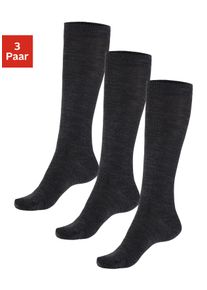 Kniestr&uuml;mpfe Bench., Damen, Gr. 35-38, grau (3x anthrazit), Elasthan, Polyamid, Wolle, unifarben, Socken Kniestr&uuml;mpfe, Damenkniestr&uuml;mpfe mit w&auml;rmender Wolle