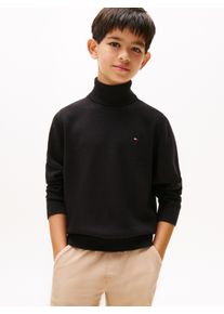 Strickpullover Tommy Hilfiger "COTTON TURTLE NECK SWEATER", Jungen, Gr. 4 (104), schwarz, Strick, Obermaterial: 100% Baumwolle, unifarben, regular fit normal, Rundhals, eingesetzt B&uuml;ndchen, Pullover Strickpullover, Kinder bis 16 Jahre