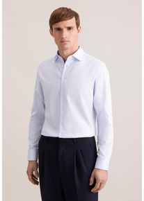 Businesshemd Seidensticker "Schwarze Rose", Damen, Gr. XL (43), normale &Auml;rmell&auml;ngen, blau, 100% Baumwolle, Strukturmuster, slim fit, 2-Knopf-Manschette, Hemden Businesshemd, Slim 1/1 Kentkragen Struktur