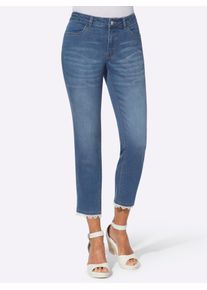 Bequeme Jeans Classic Basics, Damen, Gr. 46, Normalgr&ouml;&szlig;en, blau (blau, bleached), 81% Baumwolle, 17% Polyester, 2% Elasthan, unifarben, 7/8-L&auml;nge, Jeans Bequeme Jeans