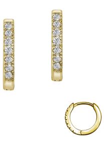 Paar Creolen Firetti "Schmuck Geschenk Silber 925 Glitzer Ohrschmuck Solit&auml;r Xmas", gold (gelbgoldfarben, kristallwei&szlig;, kristallwei&szlig;), Ohrringe, Damen, 11,5mm, Silber 925 (Sterlingsilber), Paar Creolen, Made in Germany - mit Zirkonia (synth.)