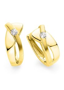 Paar Creolen Bruno Banani "Schmuck Geschenk Silber 925 Ohrschmuck Ohrringe", gold (gelbgoldfarben, wei&szlig;, kristallwei&szlig;), Ohrringe, Damen, 14,2mm, Silber 925 (Sterlingsilber), Paar Creolen, mit Zirkonia (synth.)