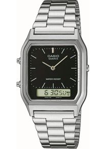 Chronograph CASIO VINTAGE, silber (silberfarben, schwarz), Armbanduhren, Damen, Chronograph, Quarzuhr, Armbanduhr, Damenuhr, Herrenuhr,Digitaluhr, Edelstahlarmband