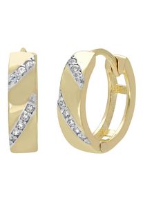 Paar Creolen Firetti "Schmuck Geschenk Gold 333 Ohrschmuck Gold glitzernd", gelb (gelbgoldfarben, wei&szlig;goldfarben, kristallwei&szlig;, kristallwei&szlig;), Ohrringe, Damen, 13mm, Gelbgold 333, Paar Creolen, mit Zirkonia (synth.)