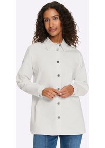 Jeansbluse Heine, Damen, Gr. 46, ecru, 97% Baumwolle, 3% Elasthan, unifarben, V-Ausschnitt, Blusen Jeansbluse