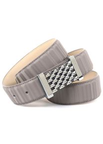 Lederg&uuml;rtel Anthoni Crown, Damen, Gr. 90, grau, Leder, unifarben, G&uuml;rtel Lederg&uuml;rtel, in schillernder 3D-Optik mit silberfarbener Koppelschlie&szlig;e