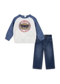 Langarmshirt & Hose LEVI'S KIDS "LVB SNIT MOTO CREW,DENIM", Jungen, Gr. 3M (62), big dipper, Sweatware, Obermaterial: 60% Baumwolle, 40% Polyester. Obermaterial Hose: 64% Baumwolle, 26% Polyester, 8% Viskose, 2% Elasthan, KOB Set-Artikel Langarmshirt & Hose, Raglan&auml;rmel sorgen f&uuml;r mehr Bewegungsfreiheit