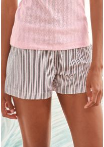 Pyjamashorts s.Oliver, Damen, Gr. 44/46, N-Gr, rosa (blassrosa, gestreift), Single Jersey, Obermaterial: 50% Baumwolle, 50% Viskose, gestreift, Basic kurz, Hosen Pyjamashorts, im Allover-Druck, Topseller