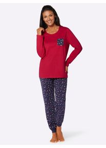 w&auml;schepur Schlafanzug W&Auml;SCHEPUR, Damen, Gr. 44/46, rot (rot, marine), 100% Baumwolle, Homewear-Sets Schlafanzug