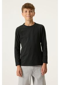 Langarmshirt Garcia, Jungen, Gr. 164/170, schwarz, Jersey, Obermaterial: 95% Baumwolle, 5% Elasthan, unifarben, regular fit normal, Rundhals, gerader Abschluss, Shirts Langarmshirt, for BOYS