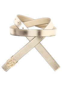 Lederg&uuml;rtel BOSS "B-Icon-L Sr20", Damen, Gr. 95, gold 711, Leder, gl&auml;nzend, G&uuml;rtel Lederg&uuml;rtel, mit Logo-Schlie&szlig;e