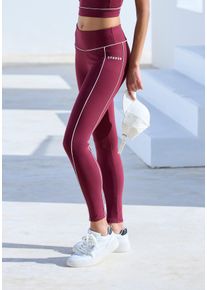 Funktionsleggings Copenhagen Studios, Damen, Gr. L (44/46), N-Gr, weinrot, Trikot, Obermaterial: 78% Polyester, 22% Elasthan, unifarben mit Farbeinsatz, figurbetont lang, Hosen Funktionsleggings, mit Paspeln und Logodruck